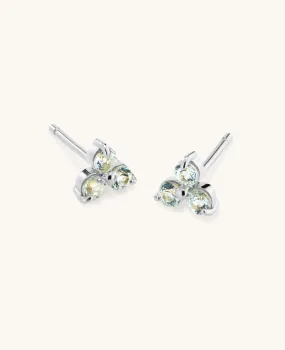 * SAMPLE SALE * Blue Topaz Large Fleur Studs Silver