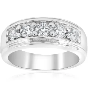 1 1/2Ct Men's Diamond Wedding Anniversary Ring in 14k Gold Lab Grown Five Stone