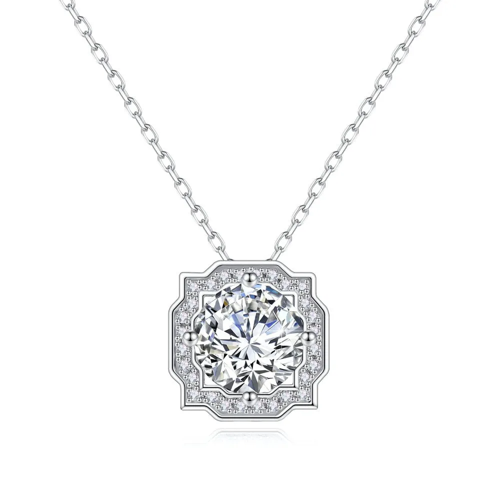 1 CT. Vintage Round Moissanite Necklace