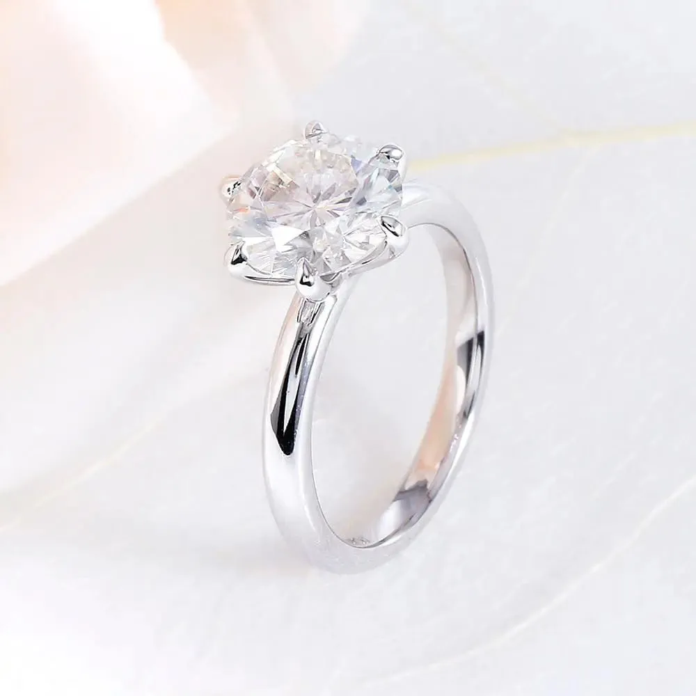 10k White Gold Solitaire Moissanite Ring 1.5ct