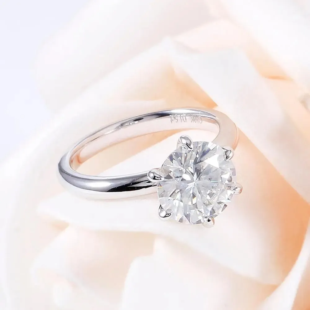 10k White Gold Solitaire Moissanite Ring 1.5ct