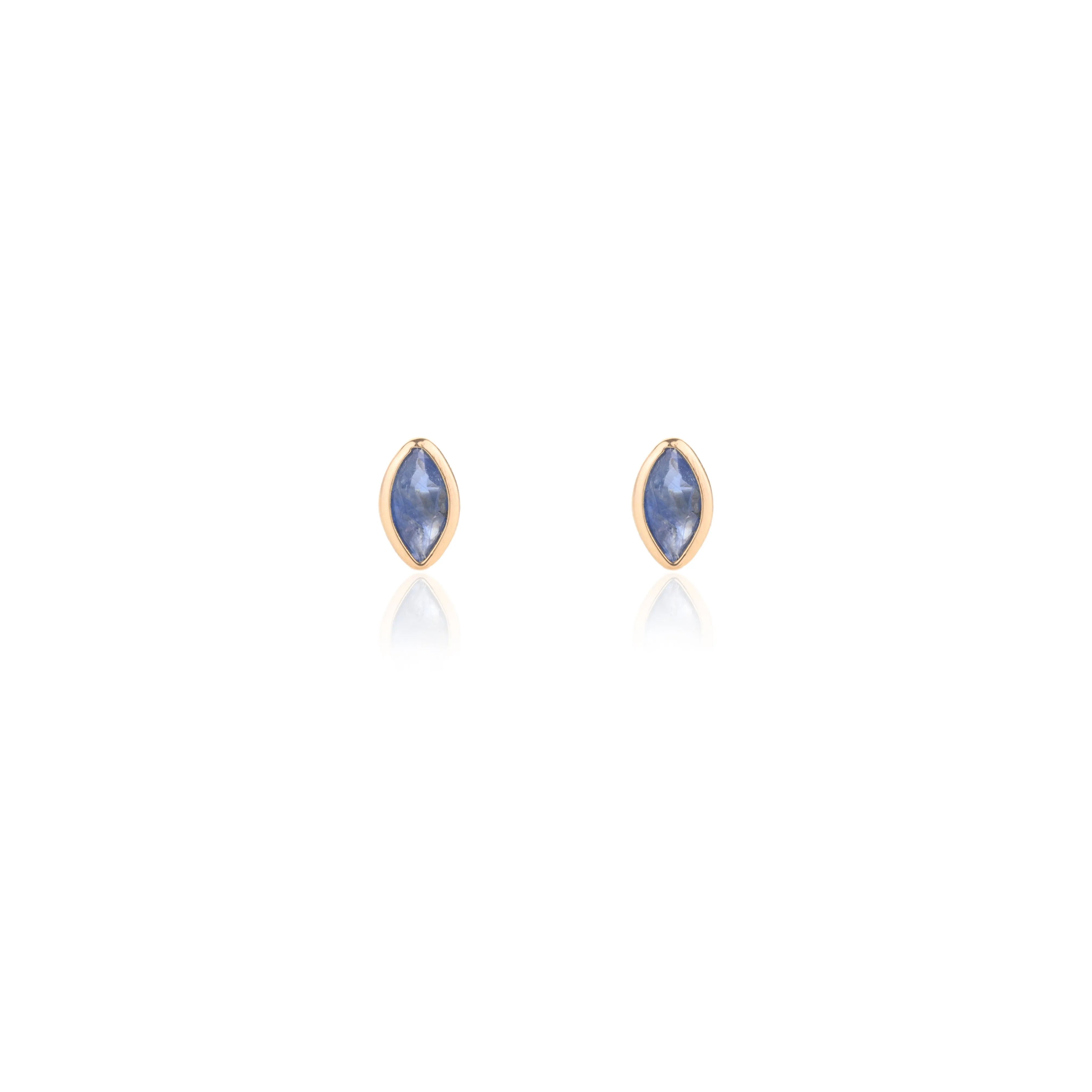 14K Gold Marquise Cut Tiny Stud Earrings