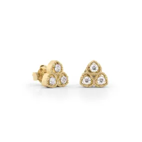 14K Gold Trio Diamond Stud Earrings