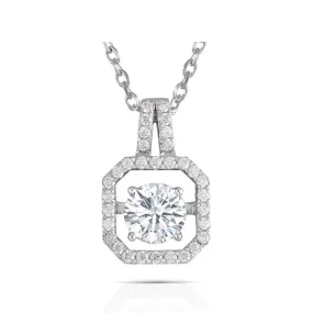 14k White Gold Moissanite Necklace / Pendant 1ct Center Stone