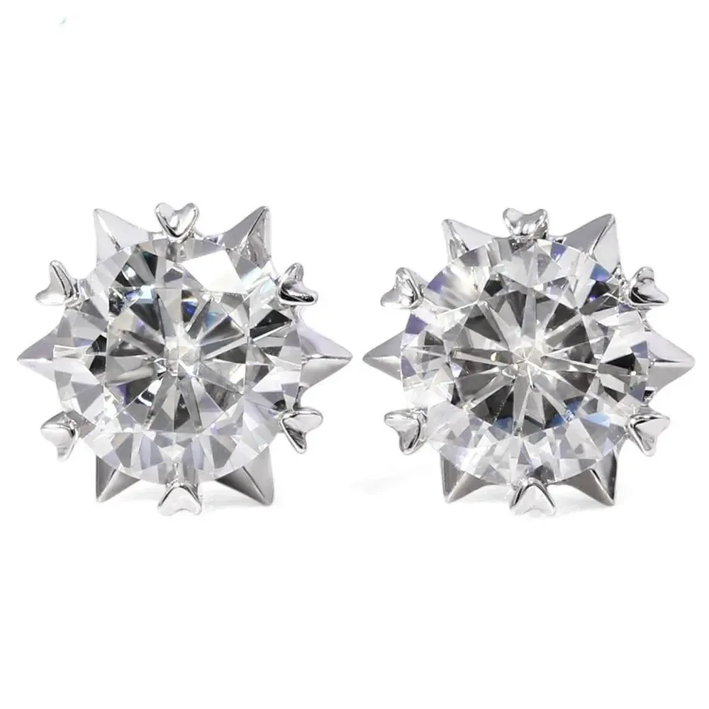 14k White Gold Moissanite Stud Earrings 2ctw