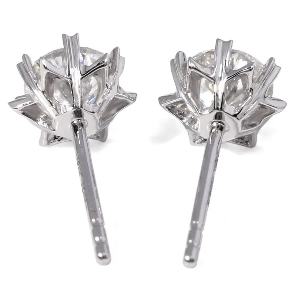 14k White Gold Moissanite Stud Earrings 2ctw