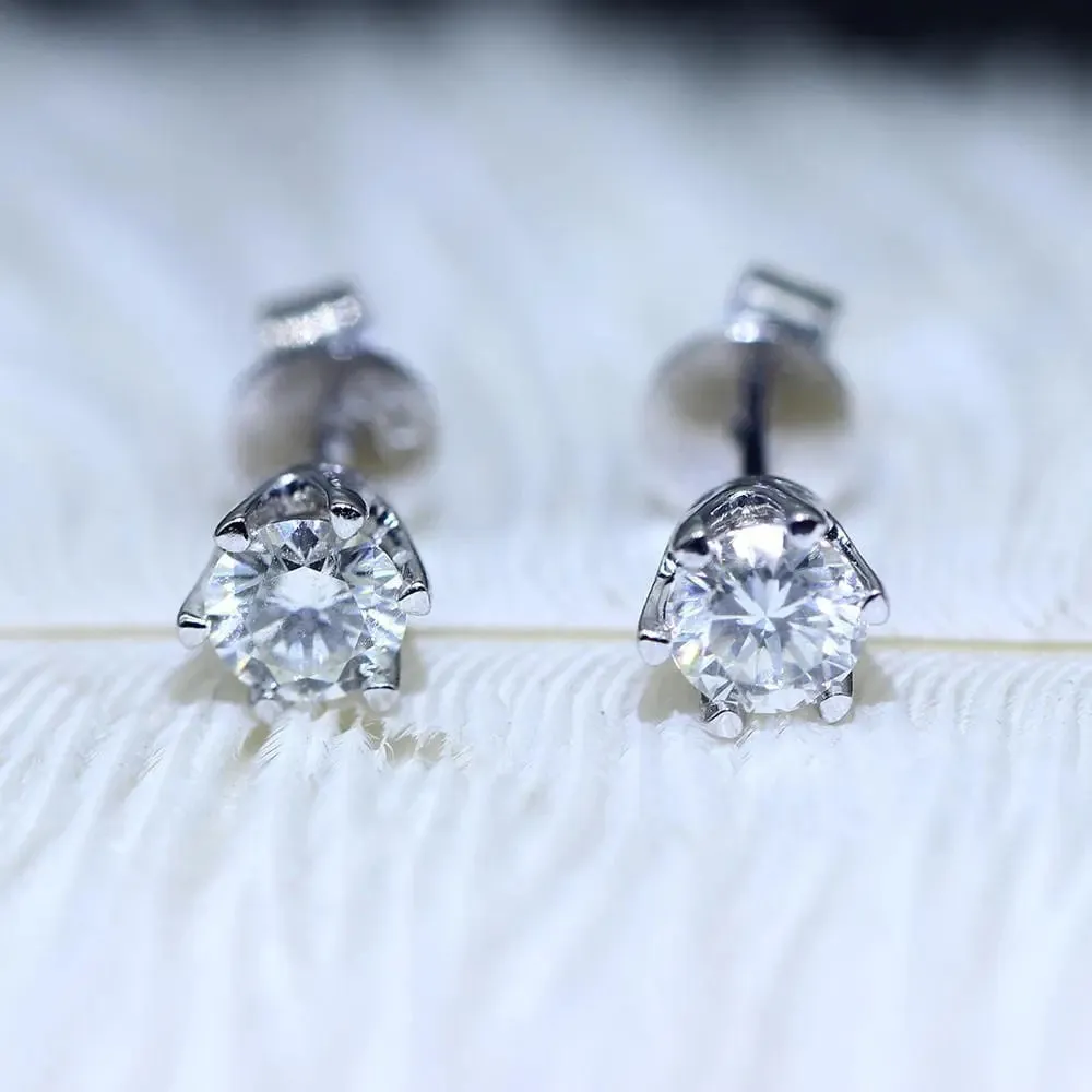 14k White Gold Stud Moissanite Earrings 0.5ctw