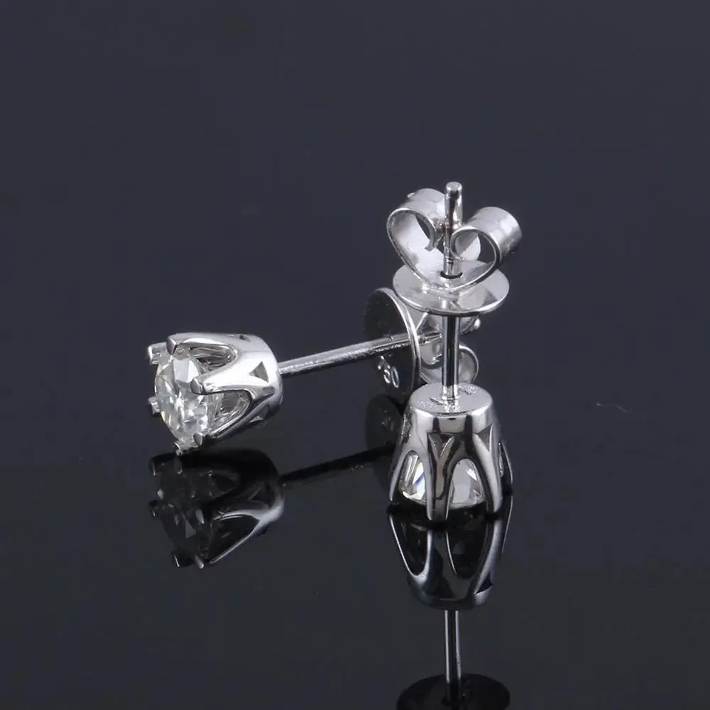 14k White Gold Stud Moissanite Earrings 0.5ctw