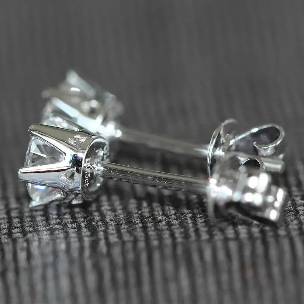 14k White Gold Stud Moissanite Earrings 0.5ctw