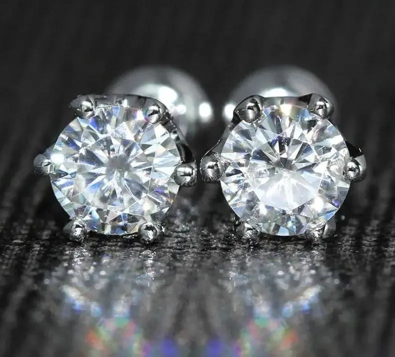 14k White Gold Stud Moissanite Earrings 0.5ctw