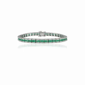 18K Gold Certified Emerald Diamond Tennis Bracelet