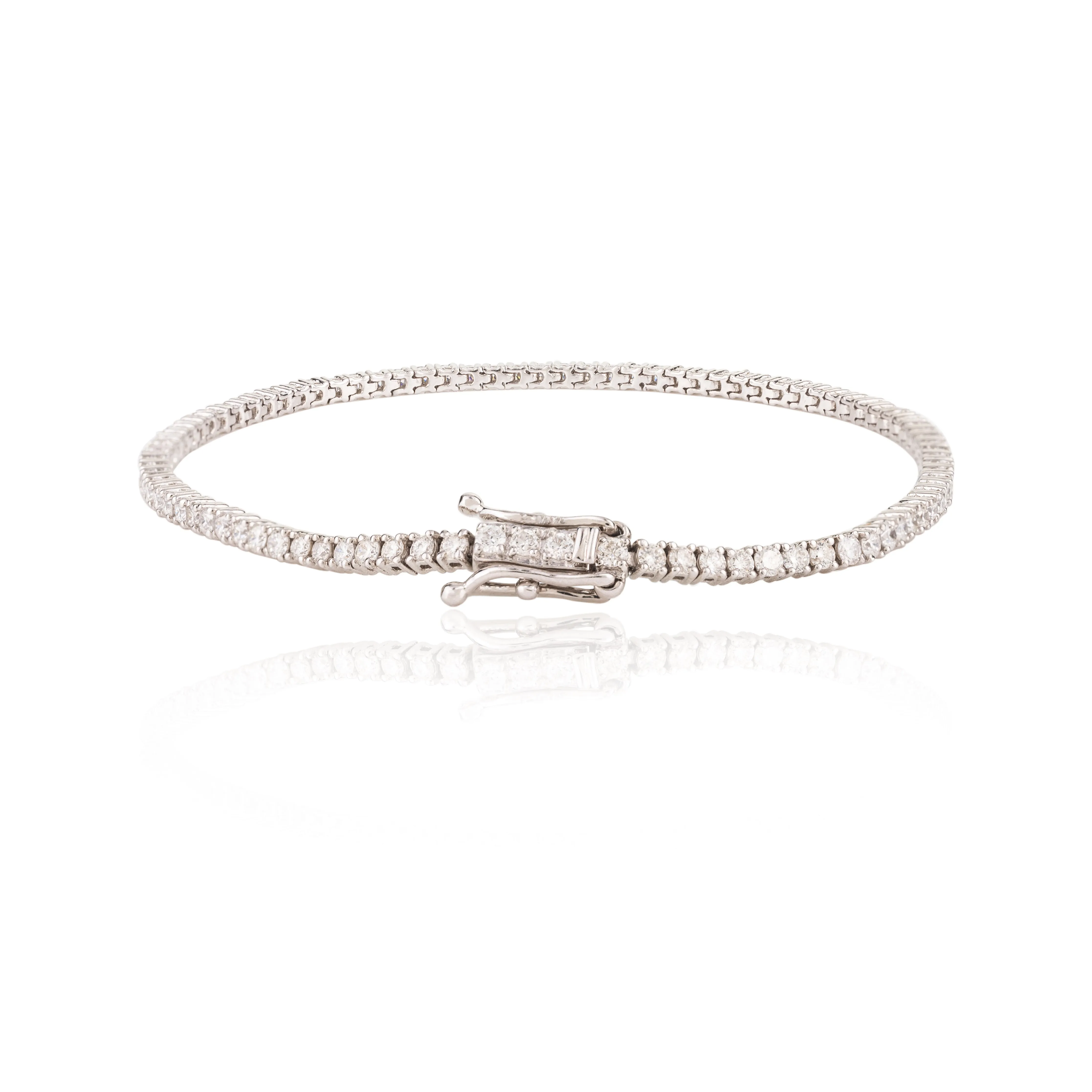 18K Gold Dainty Diamond Tennis Bracelet