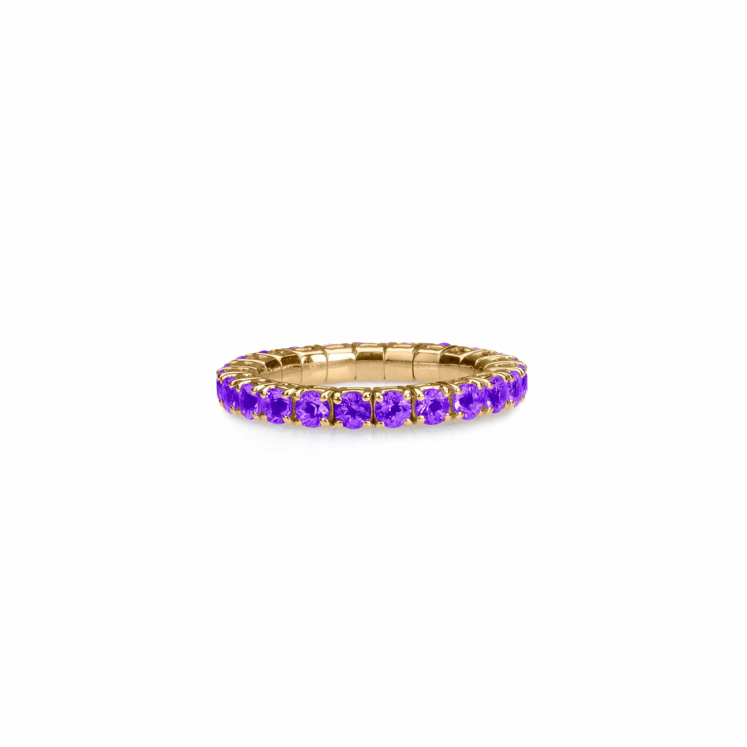 18K Gold Stretch & Stack Purple Sapphire Eternity Rings, .6-3.0 Carats