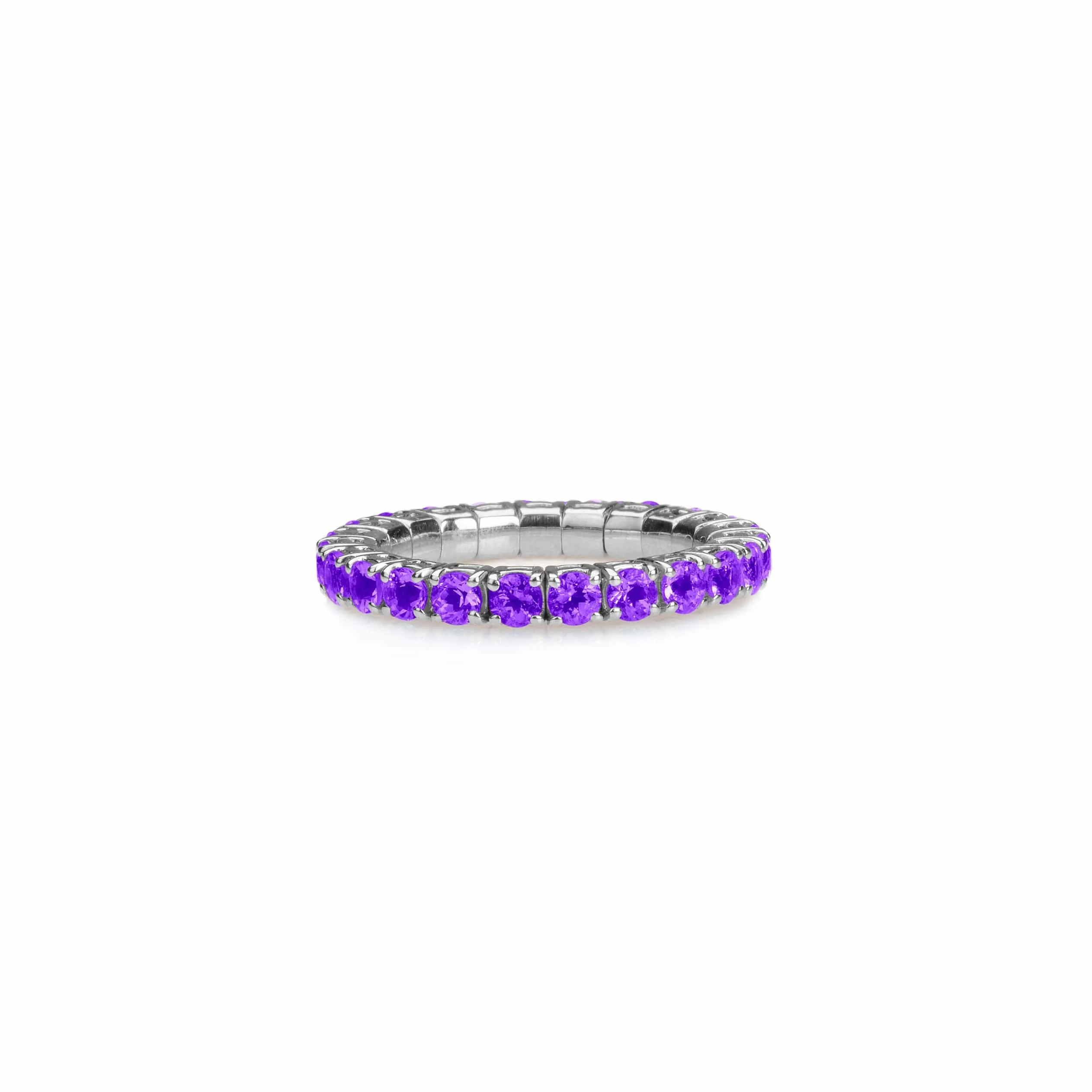 18K Gold Stretch & Stack Purple Sapphire Eternity Rings, .6-3.0 Carats