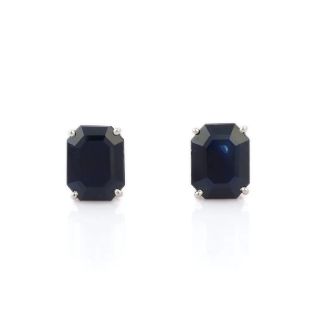 18K White Gold Blue Sapphire Studs