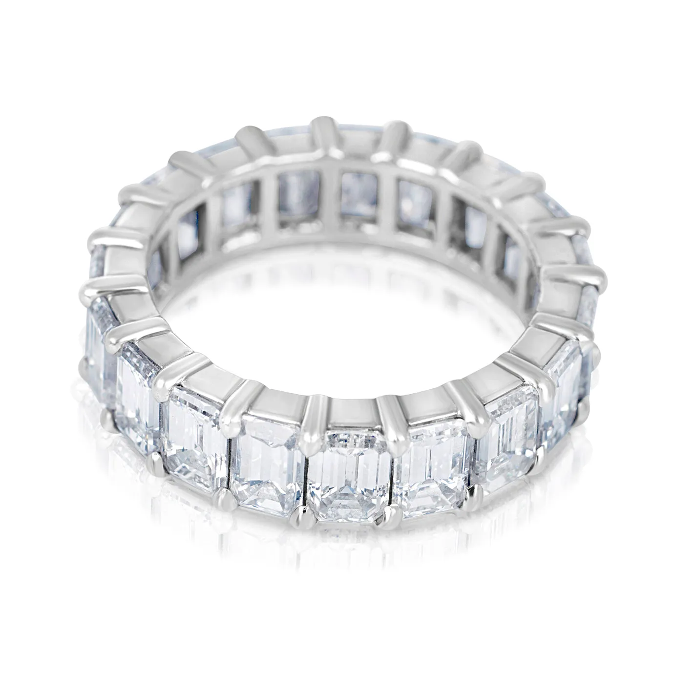 18K White Gold Emerald Cut Diamond Eternity Band Ring 7.50 carats