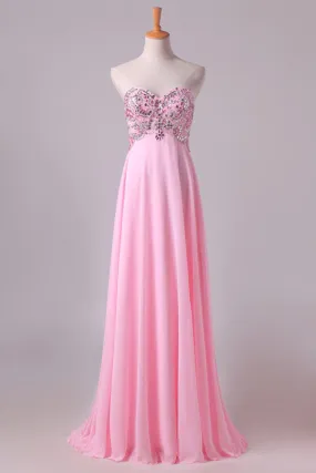 2024 New Prom Dresses Sweetheart Chiffon With Beading Floor PB9L4BNF