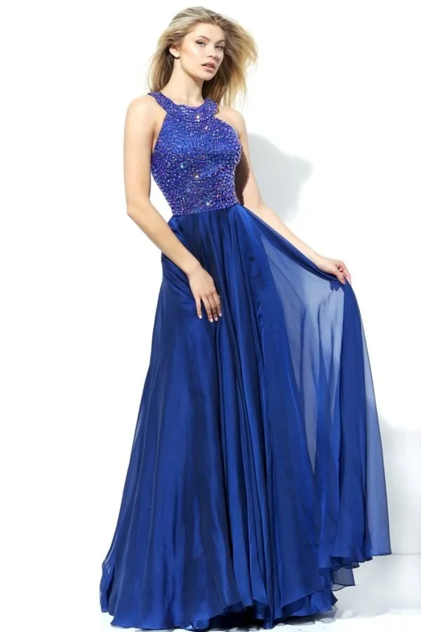 2024 Scoop Prom Dresses Chiffon With Beading A Line PQBB7282