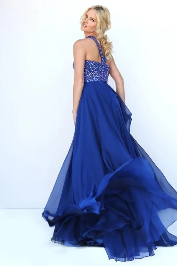 2024 Scoop Prom Dresses Chiffon With Beading A Line PQBB7282