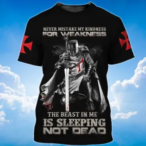 3D All Over Print Black Knights Templar Shirt The Beast In Me Is Sleeping Not Dead T Shirt