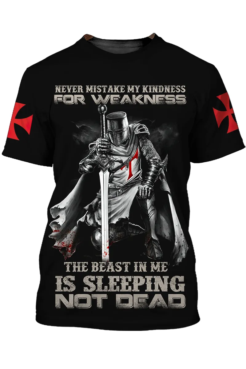 3D All Over Print Black Knights Templar Shirt The Beast In Me Is Sleeping Not Dead T Shirt