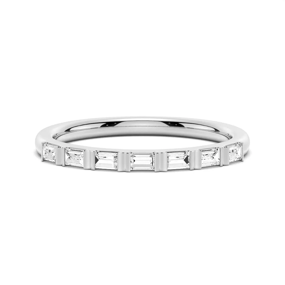 7 Stone Baguette Cut Moissanite Wedding Band