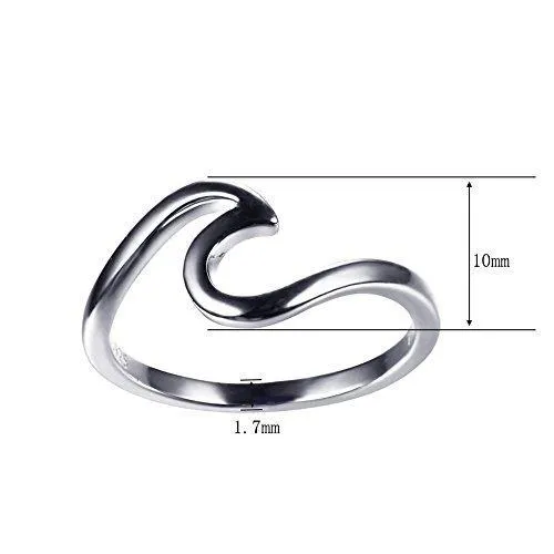 925 Sterling Silver Wave Ring Style For Women To Show Unlimited Beauty Sizes 5-10