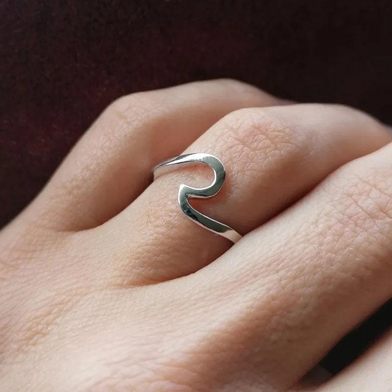 925 Sterling Silver Wave Ring Style For Women To Show Unlimited Beauty Sizes 5-10