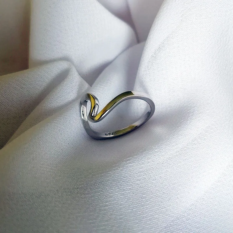 925 Sterling Silver Wave Ring Style For Women To Show Unlimited Beauty Sizes 5-10