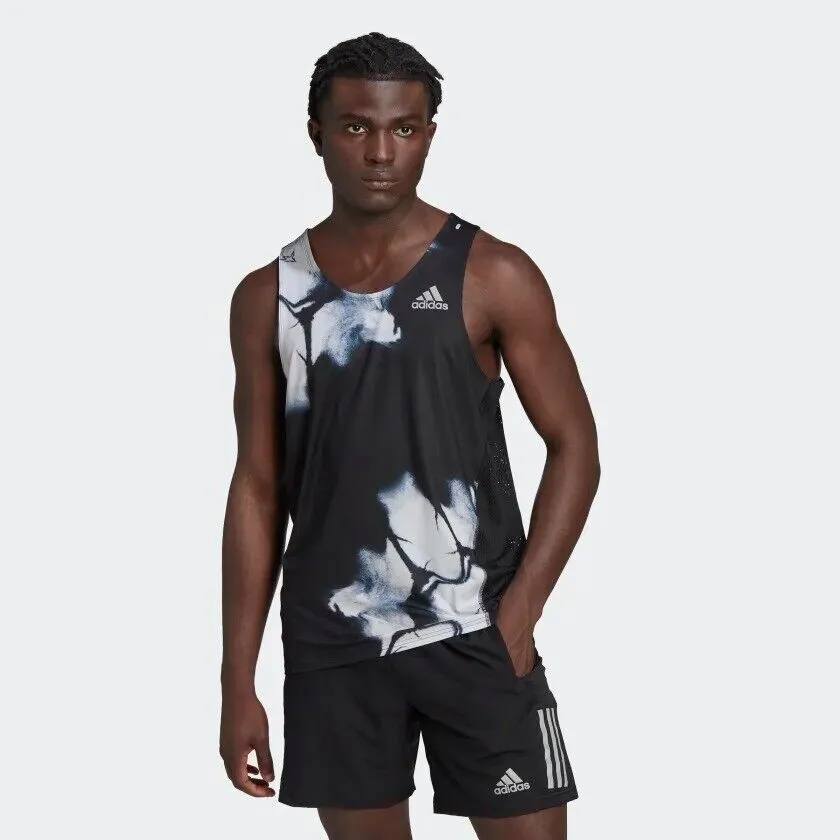 adidas Mens Fast Graphic Running Vest Tank Top