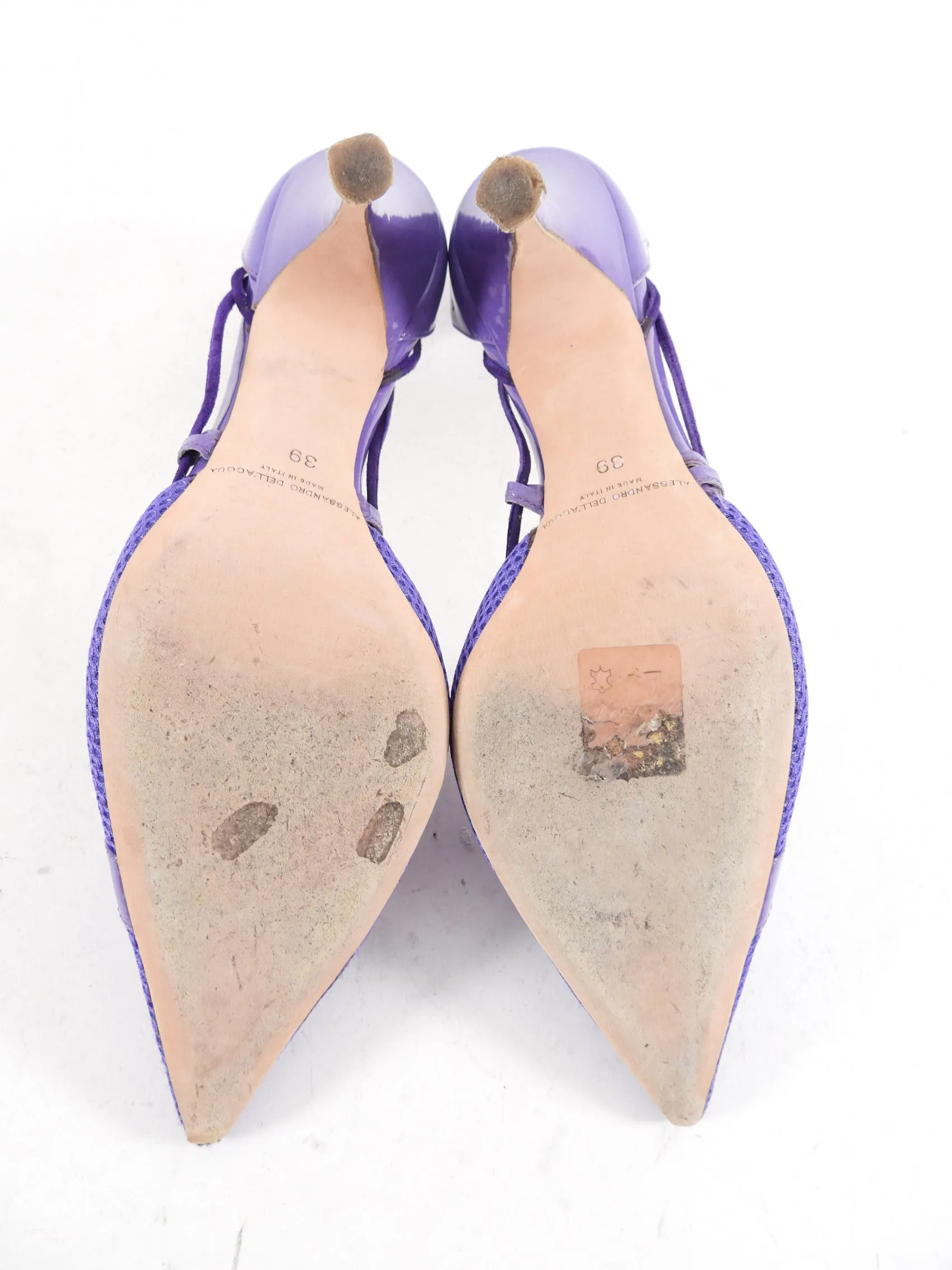 Alessandro dell Acqua Purple Mesh Pointed Kitten Heel Pumps - 39