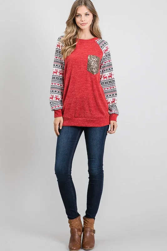 All That Glitters Christmas Top in Red