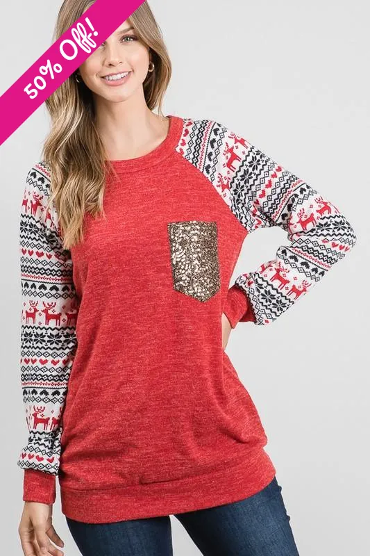 All That Glitters Christmas Top in Red