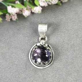 AMETHYST Gemstone 925 Sterling Silver Pendant : 4.92gms Natural Untreated Purple Amethyst Cabochon Bezel Set Pendant 1.25"