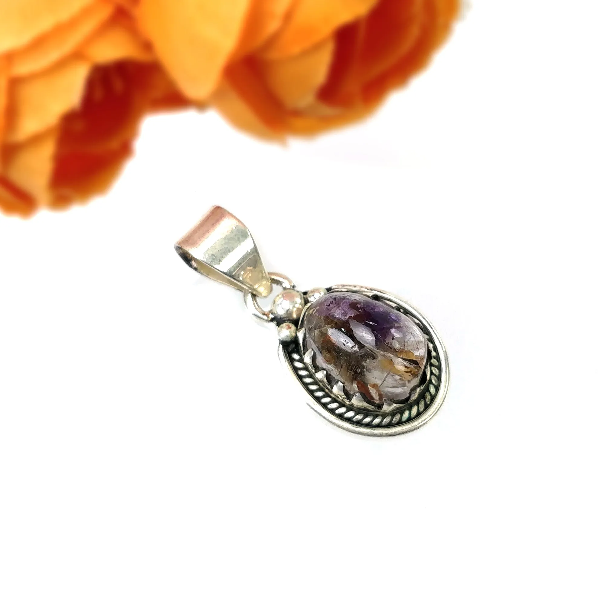 AMETHYST Gemstone 925 Sterling Silver Pendant : 5.09gms Natural Untreated Purple Amethyst Cabochon Bezel Set Pendant 1.25"