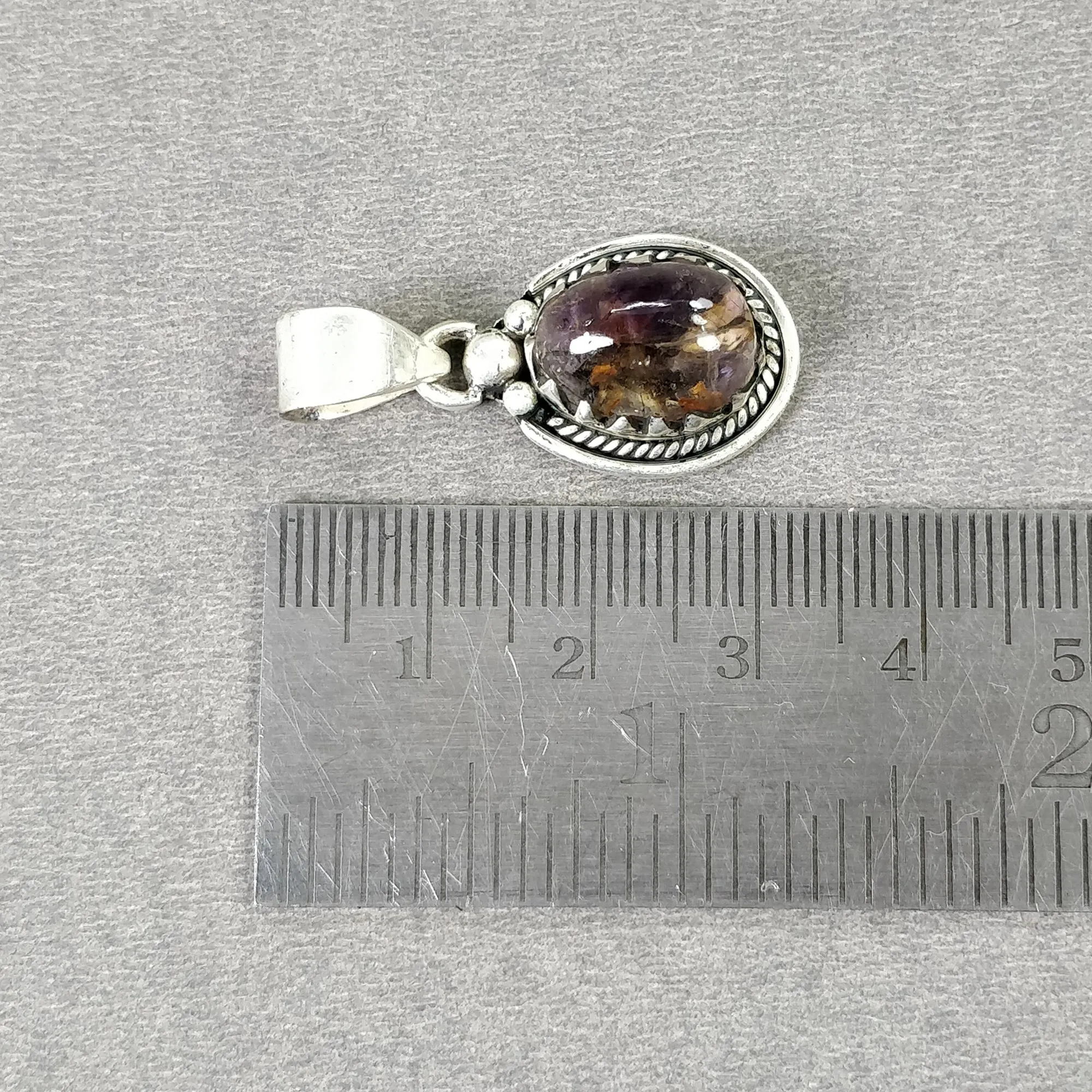 AMETHYST Gemstone 925 Sterling Silver Pendant : 5.09gms Natural Untreated Purple Amethyst Cabochon Bezel Set Pendant 1.25"