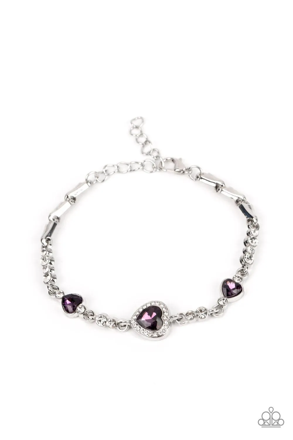 Amor Actually Purple Rhinestone Heart Bracelet - Paparazzi Accessories