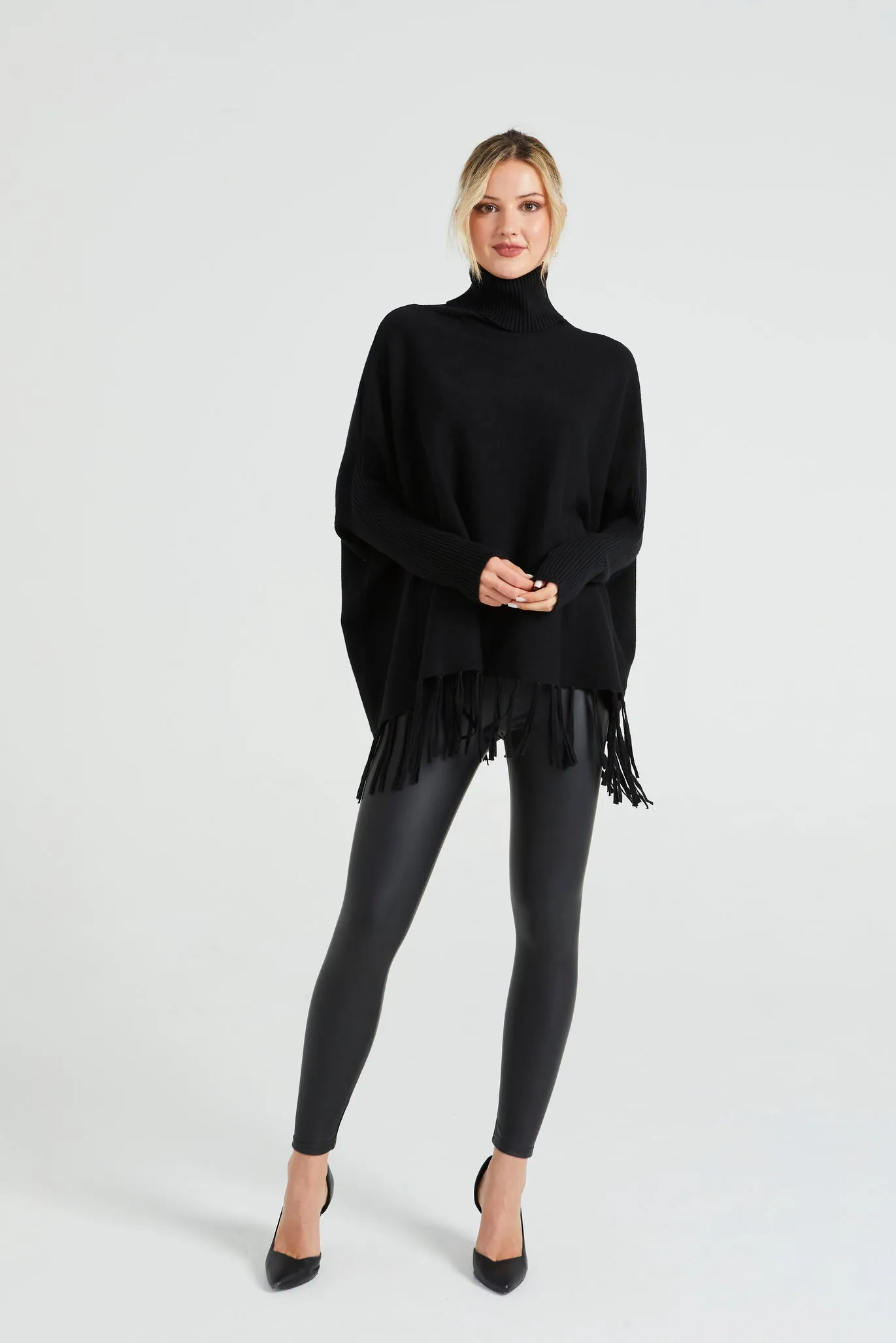 Angeleye High Neck Oversized Jumper With Tassled Hem