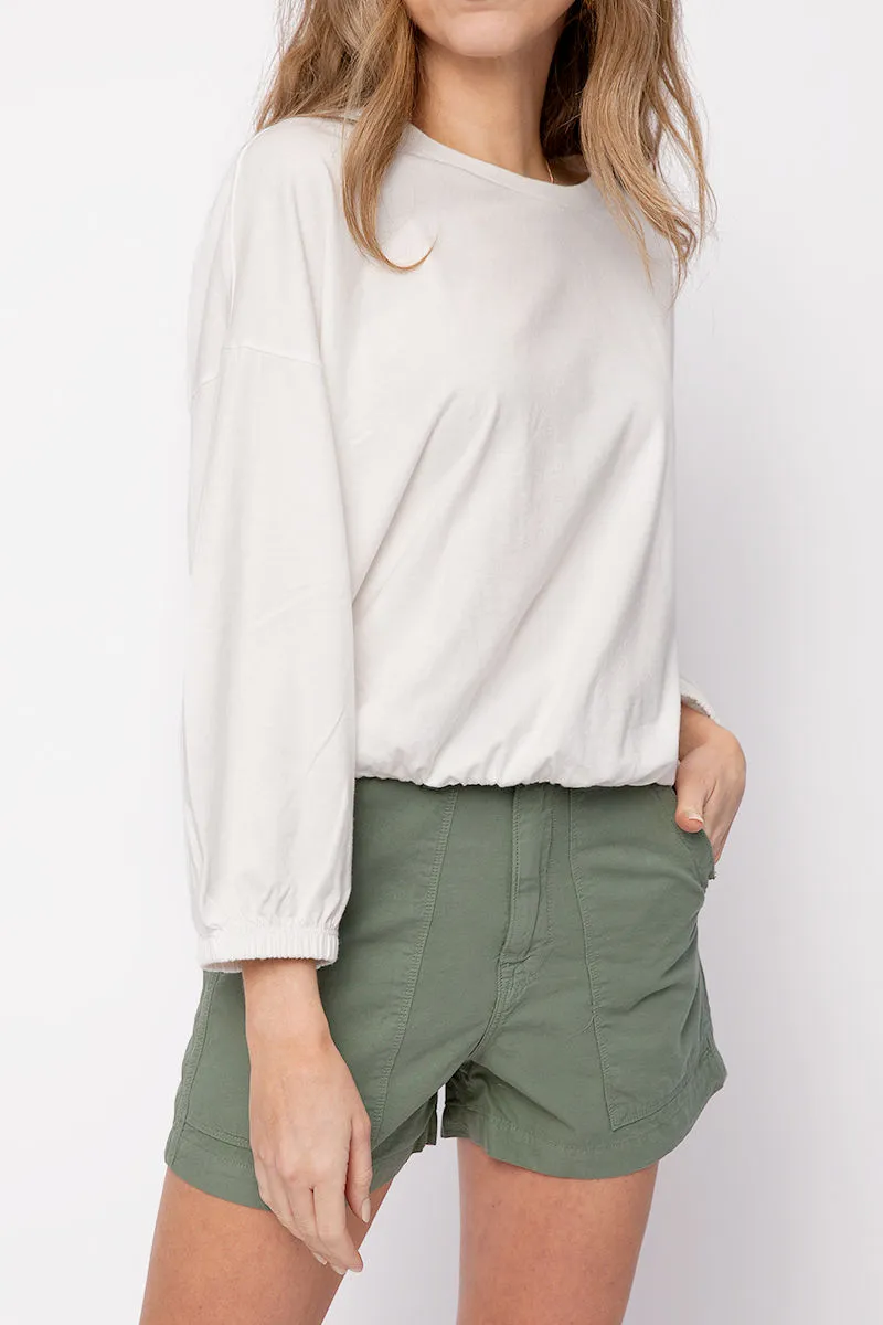 Annelise Shirred Hem Bubble Top in White