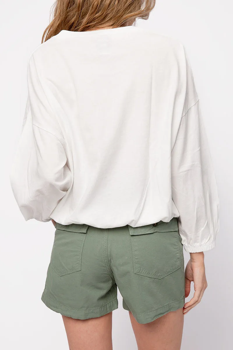 Annelise Shirred Hem Bubble Top in White