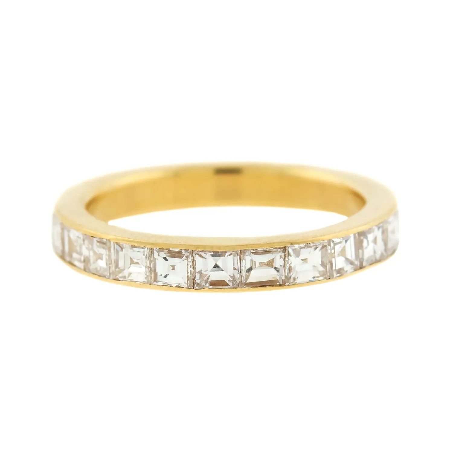 Art Deco 18k Asscher Cut Diamond Eternity Band 2.50ctw