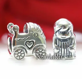 Baby Carriage And Precious Boy Gift Set Charm