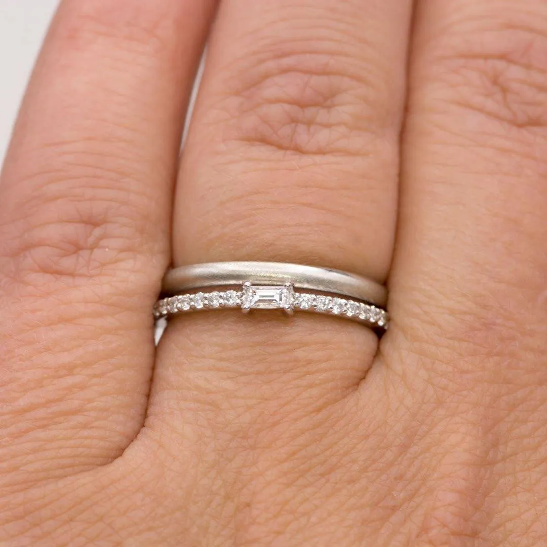 Baguette Lab Diamond or Moissanite Accented Stacking Promise Ring