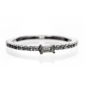 Baguette Lab Diamond or Moissanite Accented Stacking Promise Ring