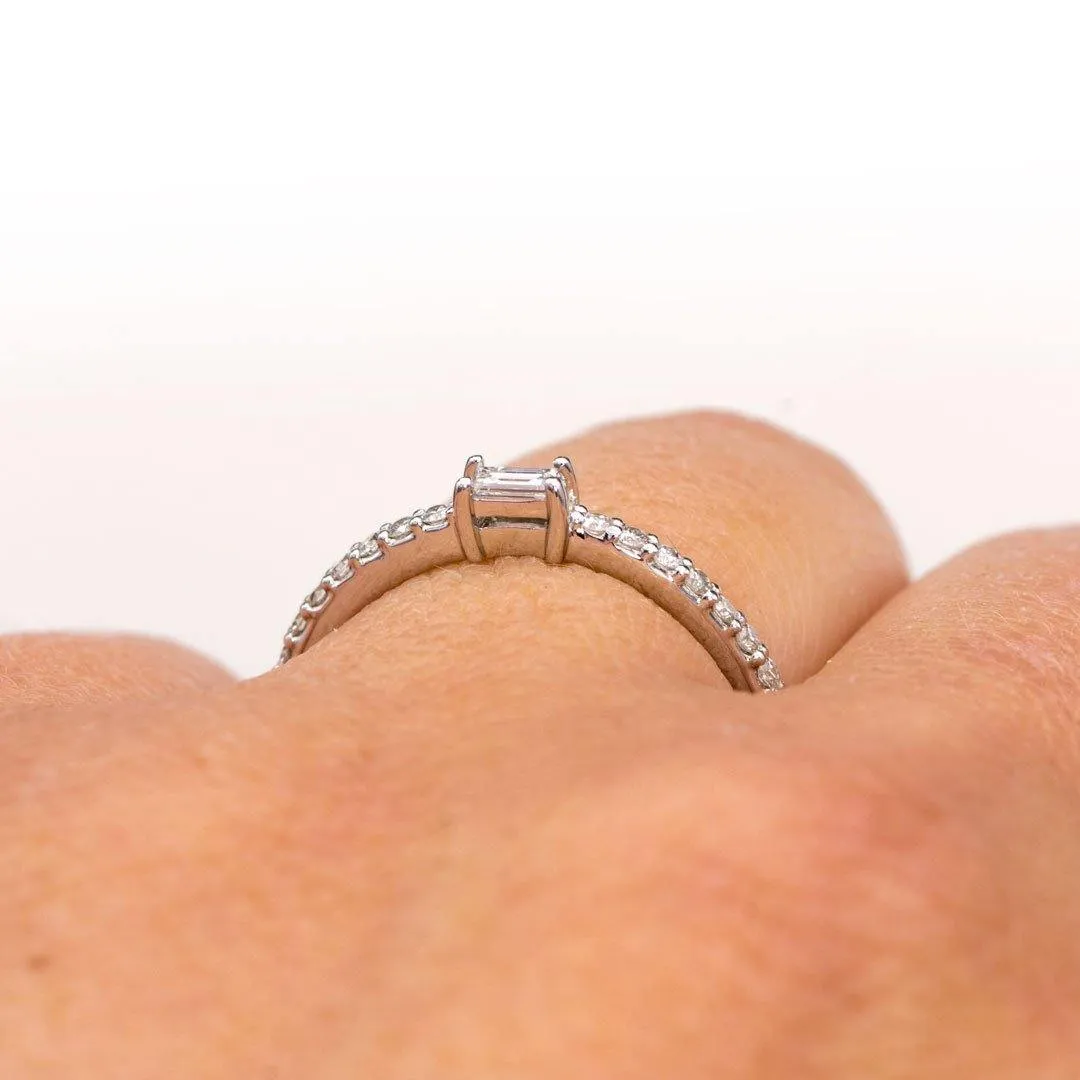 Baguette Lab Diamond or Moissanite Accented Stacking Promise Ring