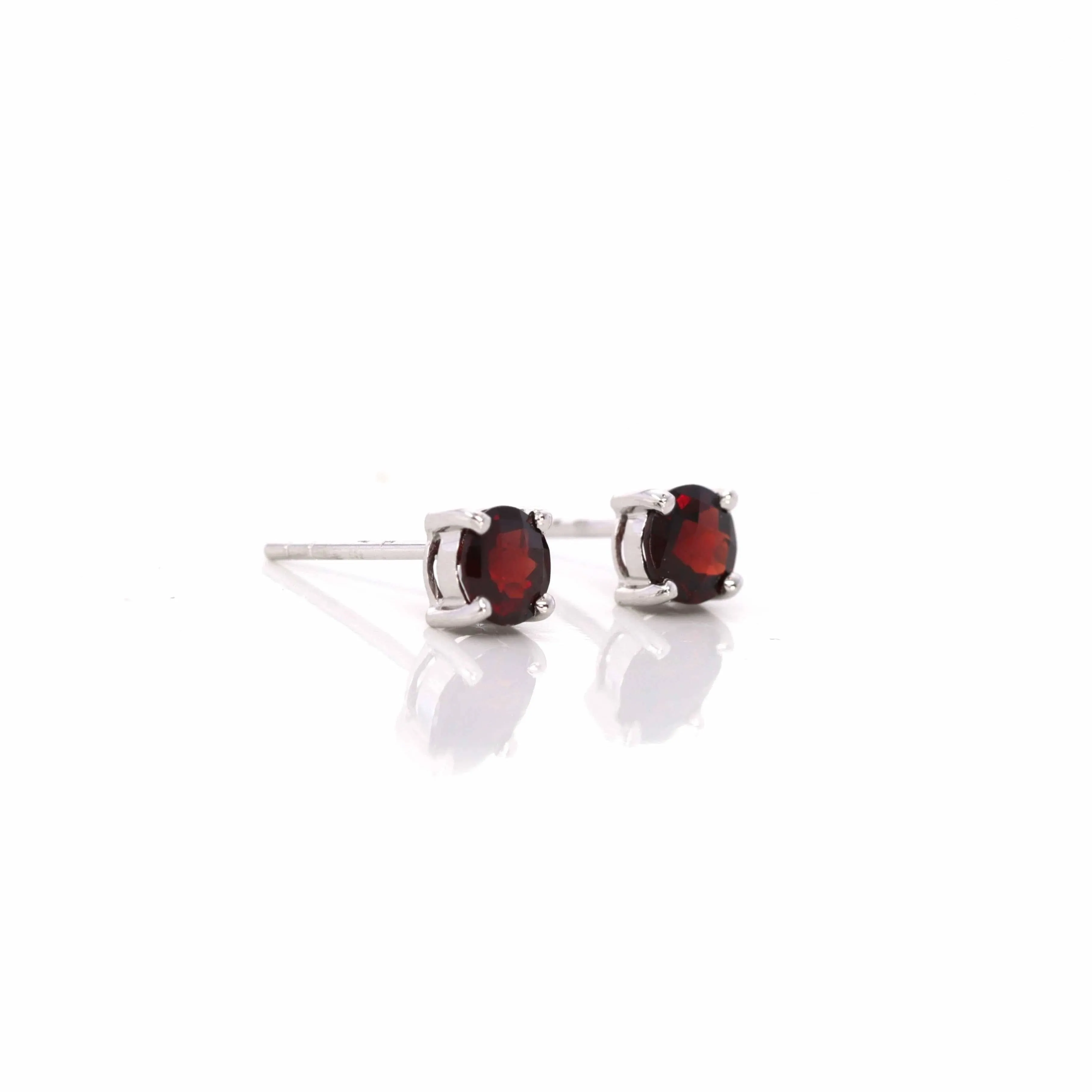 Baikalla 14k Classic White Gold Natural 1cttw Garnet Stud Earrings