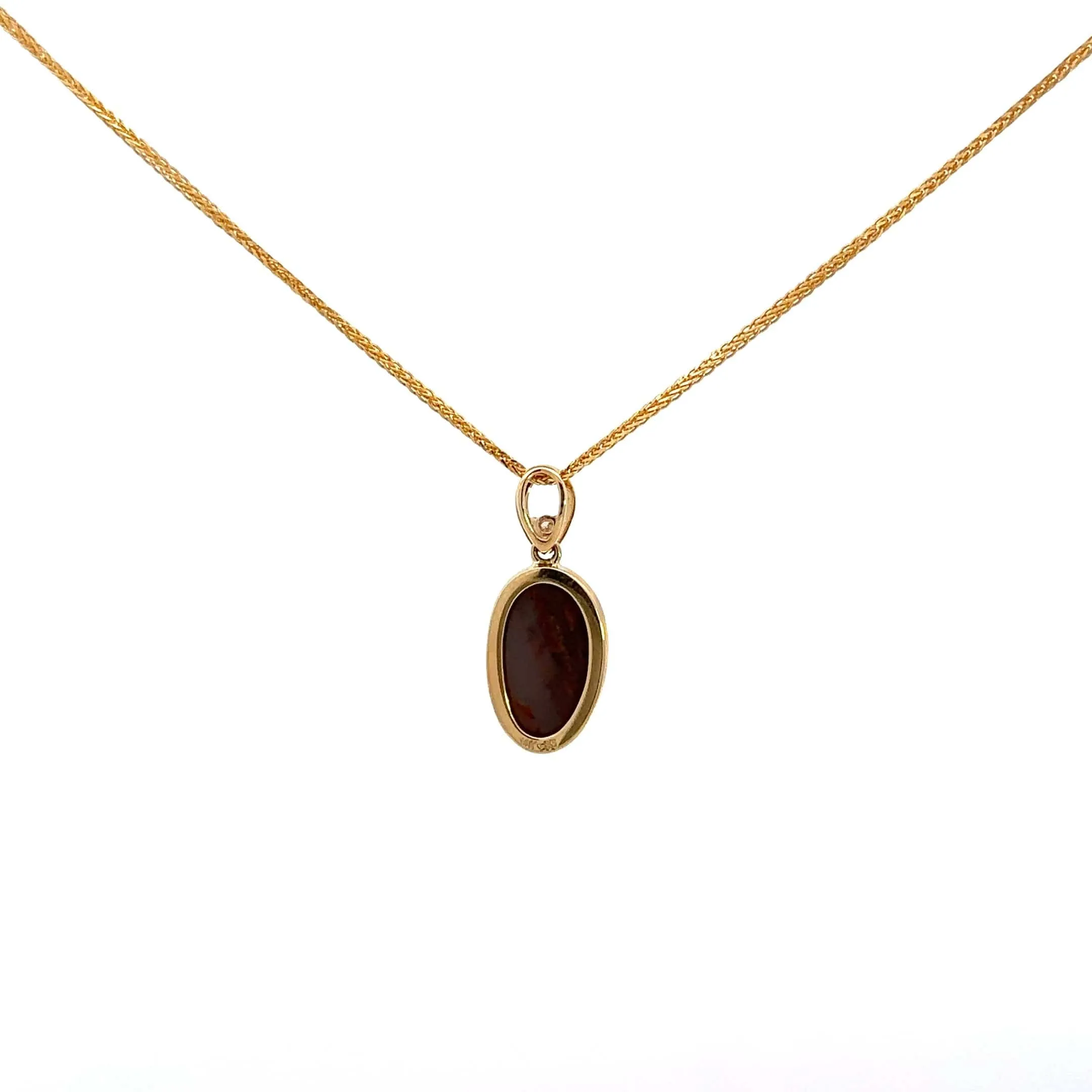 Baikalla 14k Yellow Gold Natural Opal Bezel Set Pendant Necklace