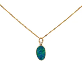 Baikalla 14k Yellow Gold Natural Opal Bezel Set Pendant Necklace