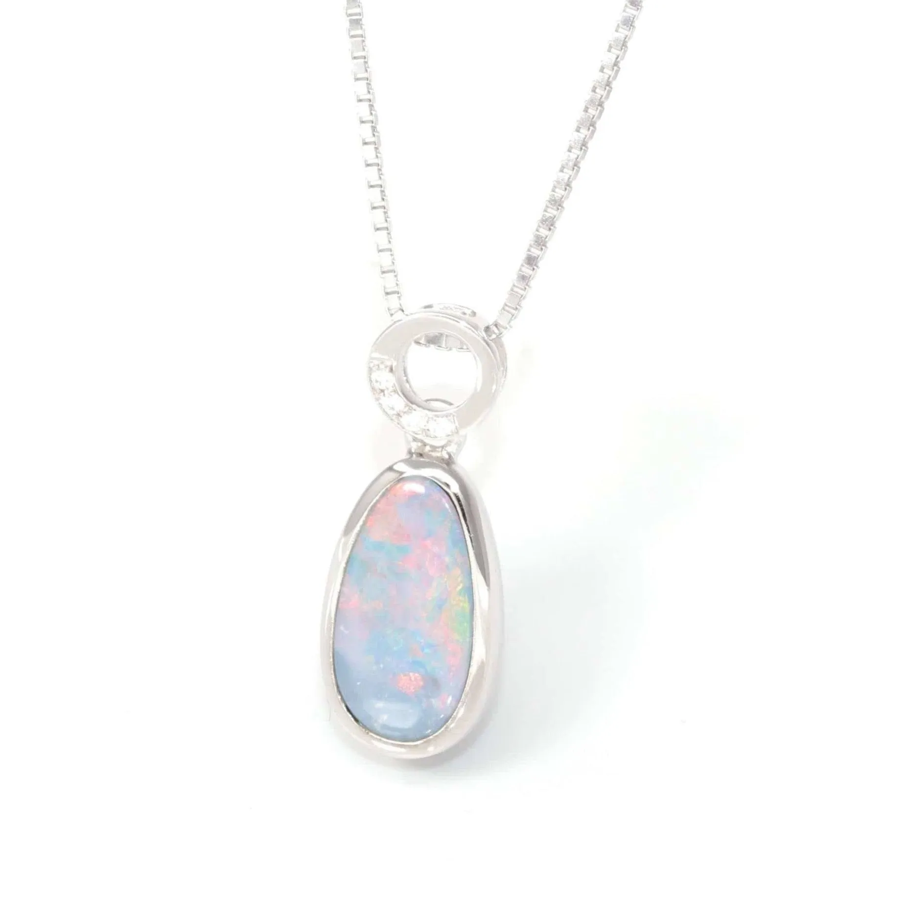 Baikalla? Sterling Silver Freeform Australian Blue Opal Bezel Set Necklace