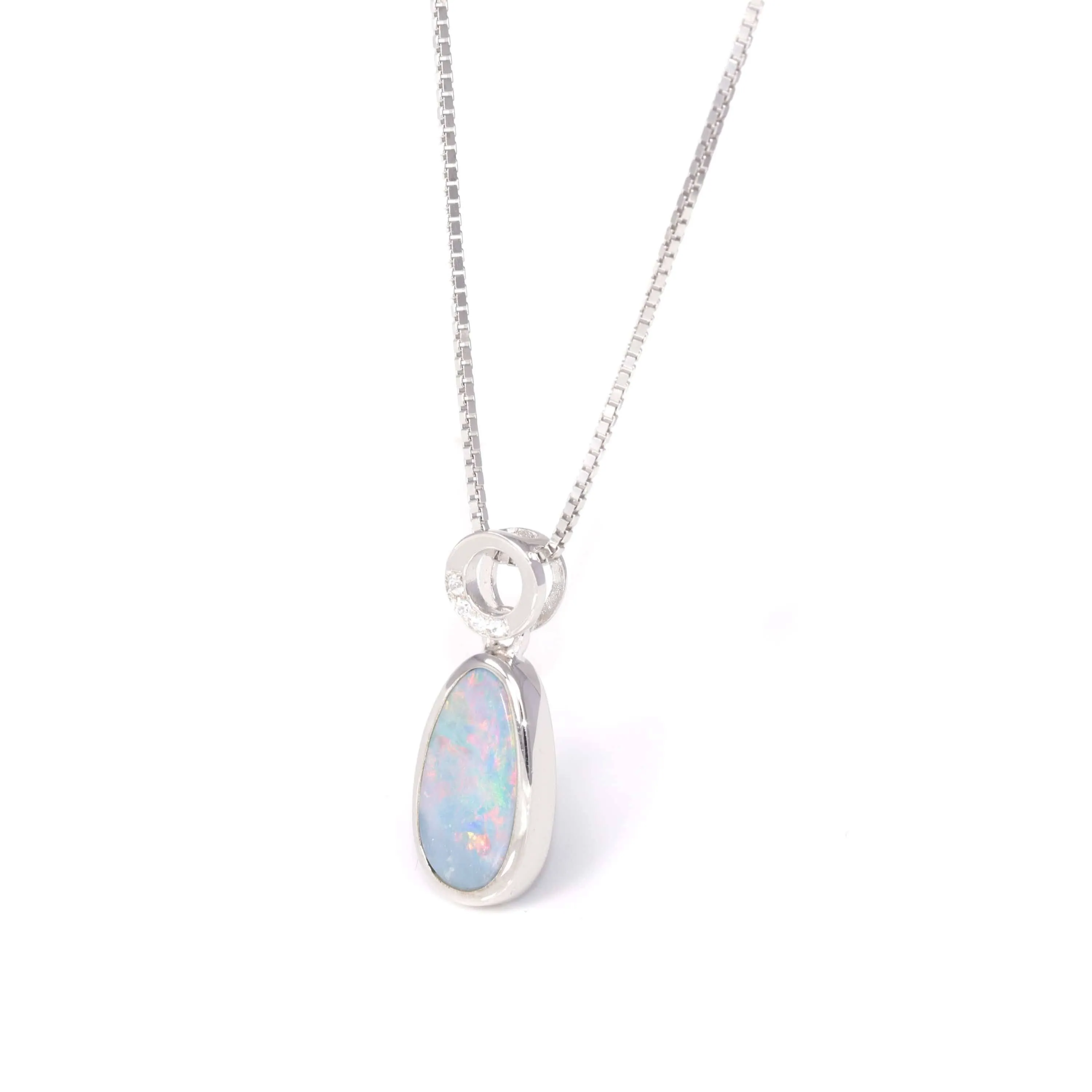 Baikalla? Sterling Silver Freeform Australian Blue Opal Bezel Set Necklace